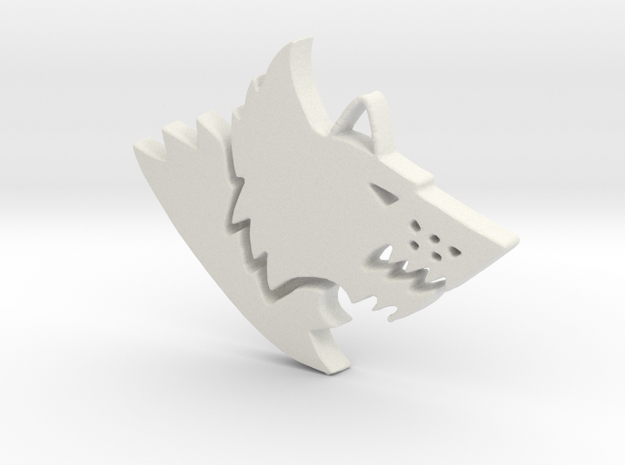 Space Wolf Pendant in White Natural Versatile Plastic