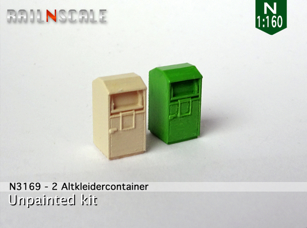 2 Altkleidercontainer (N 1:160) in Tan Fine Detail Plastic