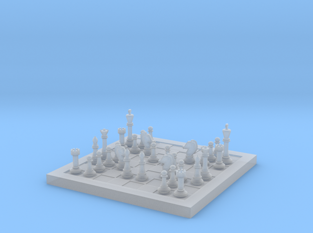 1/18 Scale Chess Board Mid-game (v01) in Smooth Fine Detail Plastic