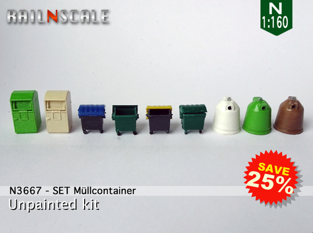SET Müllcontainer (N 1:160) in Tan Fine Detail Plastic
