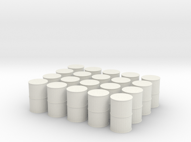 N Scale Oil Drums in White Natural Versatile Plastic