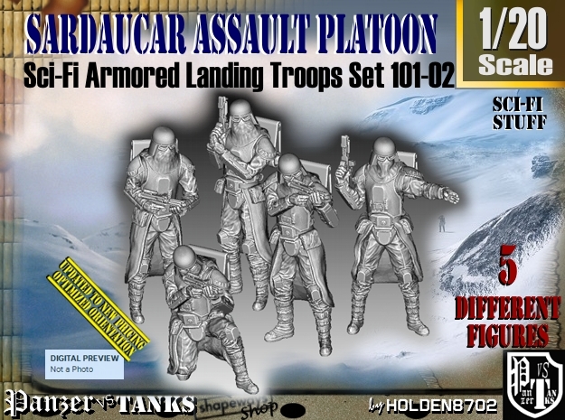 1/20 Sci-Fi Sardaucar Platoon Set 101-02 in White Natural Versatile Plastic