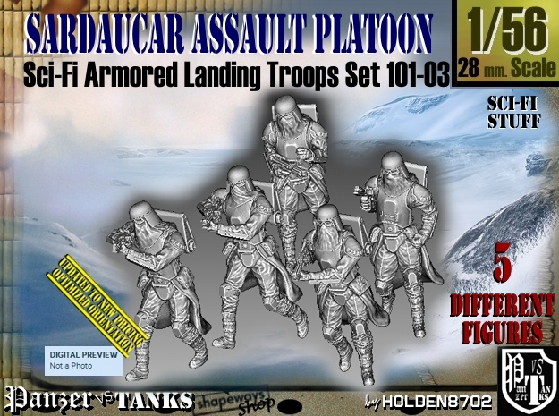 1/56 Sci-Fi Sardaucar Platoon Set 101-03 in Tan Fine Detail Plastic