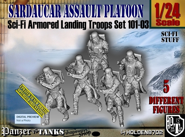 1/24 Sci-Fi Sardaucar Platoon Set 101-03 in White Natural Versatile Plastic