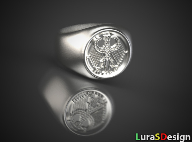 German Eagle Ring in Polished Bronzed Silver Steel