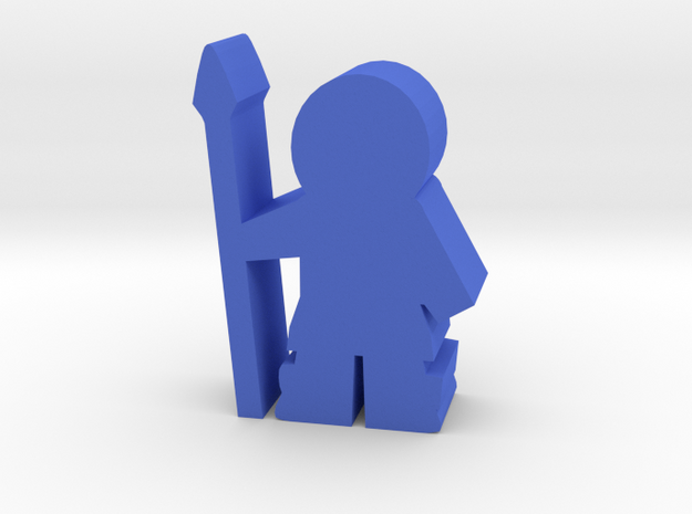 Game Piece, Eskimo with Spear in Blue Processed Versatile Plastic