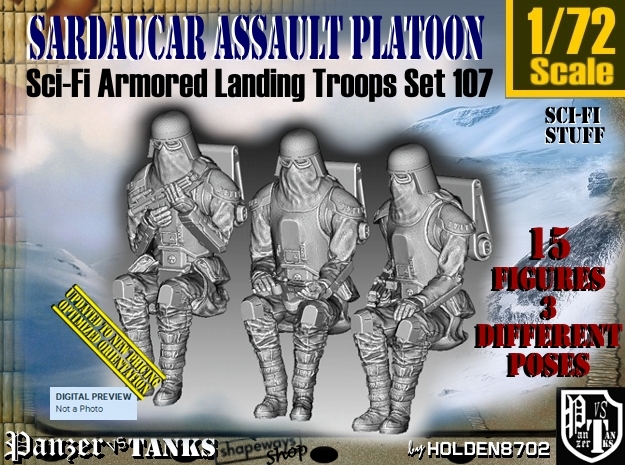 1/72 Sci-Fi Sardaucar Platoon Set 107 in Tan Fine Detail Plastic