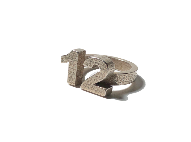 12 Ring Size 7 in Polished Bronzed Silver Steel: 7 / 54