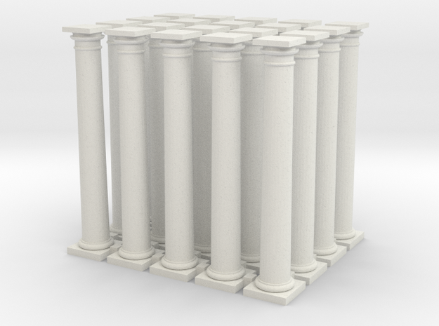 20 Doric Columns 45mm high  in White Natural Versatile Plastic