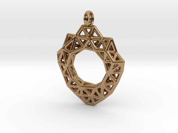 Circle Mesh Pendant 3 in Polished Brass