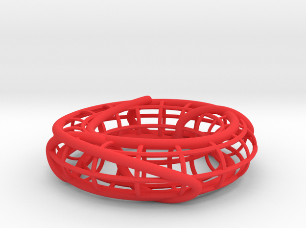 Connected Sum of Trefoils on a Torus in Red Processed Versatile Plastic