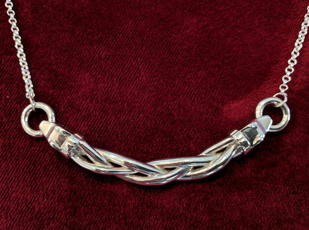 Braided Wolf Necklace in Fine Detail Polished Silver