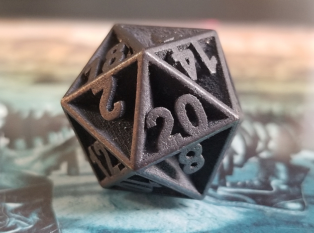 D20 - Plunged Sides in Polished and Bronzed Black Steel
