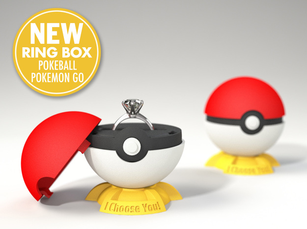 Pokeball Pokemon Go "Ring Box" (PLASTIC TOP COVER) in Red Processed Versatile Plastic