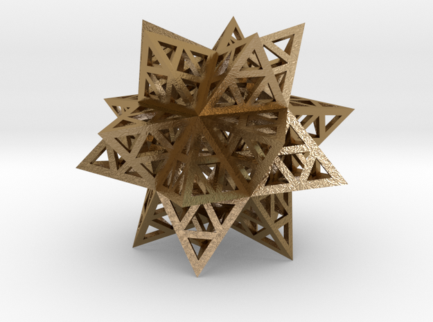 Stellated Triforce Icosahedron 1.6" in Polished Gold Steel