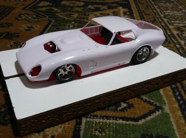 Slot car chassis for Cobra Coupe 1/28 in White Natural Versatile Plastic