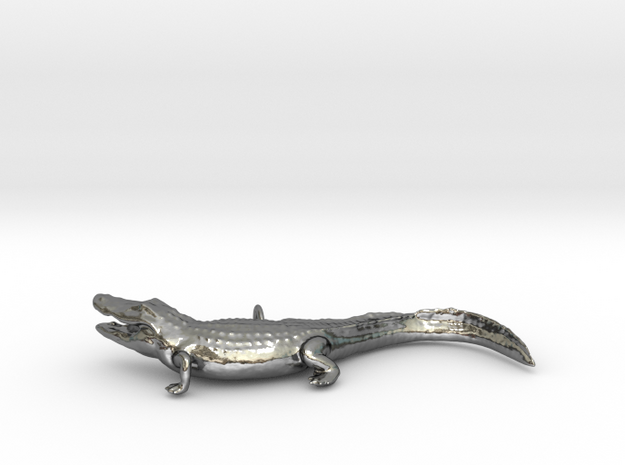 Gator-pendant-hollow in Polished Silver: 28mm