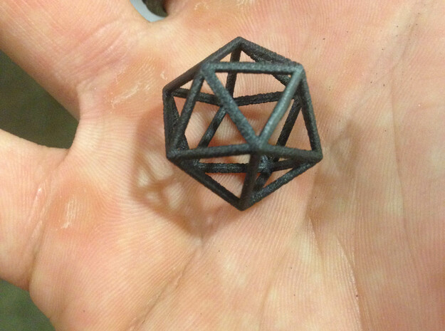 Icosahedron Pendant in Matte Black Steel