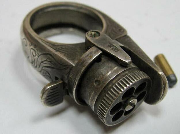 Steampunk Ring Revolver in Tan Fine Detail Plastic