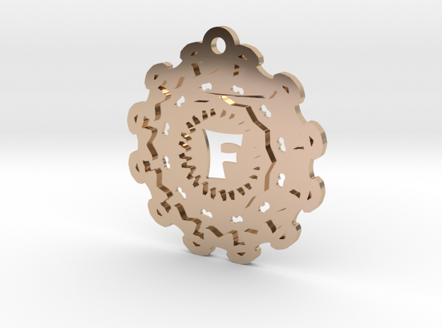 Magic Letter F Pendant in 14k Rose Gold Plated Brass
