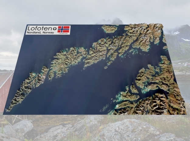 Lofoten, Norway Map: 8.5"x14" in Full Color Sandstone