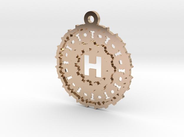 Magic Letter H Pendant in 14k Rose Gold Plated Brass