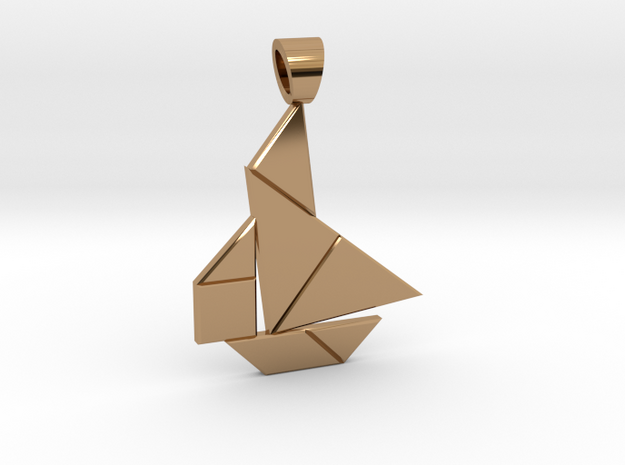 Boat tangram [pendant] in Polished Brass