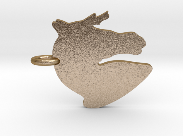 Horse Head Silhouette Pendant in Polished Gold Steel
