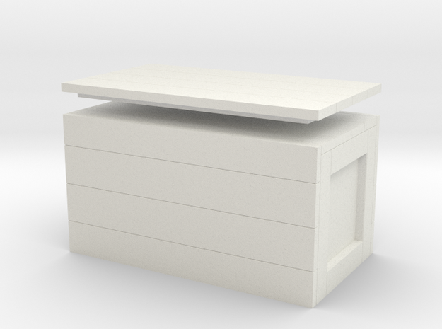 Wooden Crate with Removable Lid, 1:8 scale in White Natural Versatile Plastic