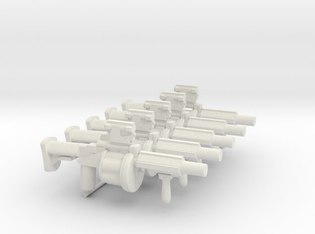 5x Milkor MGL for Playmobil figures in White Natural Versatile Plastic