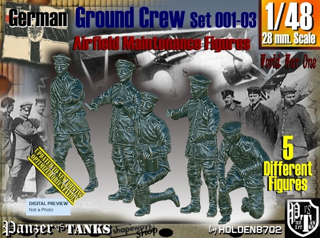 1/48 German Ground Crew SET001-03 in Tan Fine Detail Plastic