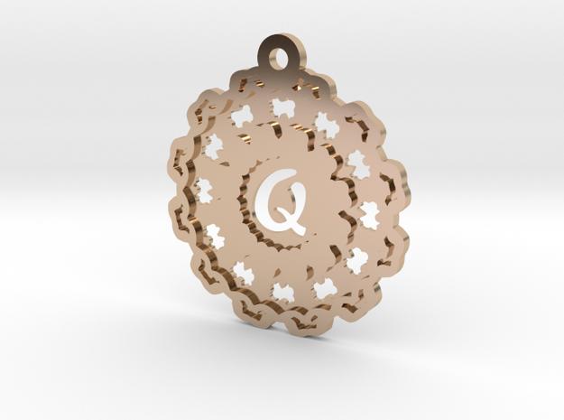 Magic Letter Q Pendant in 14k Rose Gold Plated Brass