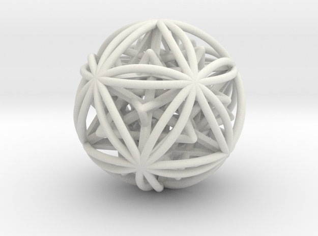 Icosasphere w/ Nested SuperStar 1.8" in White Natural Versatile Plastic