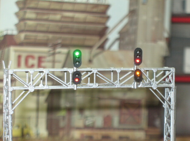 N Scale Signal Bridge Gantry 3 tracks 2pc in Tan Fine Detail Plastic