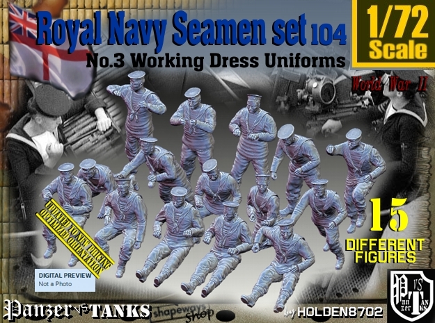 1/72 Royal Navy Seamen Set104 in Tan Fine Detail Plastic