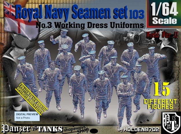 1/64 Royal Navy Seamen Set103 in Tan Fine Detail Plastic