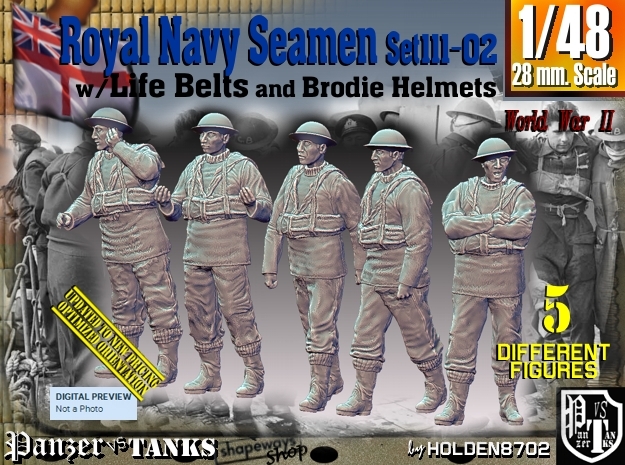 1/48 Royal Navy Seamen Set111-02 in Tan Fine Detail Plastic