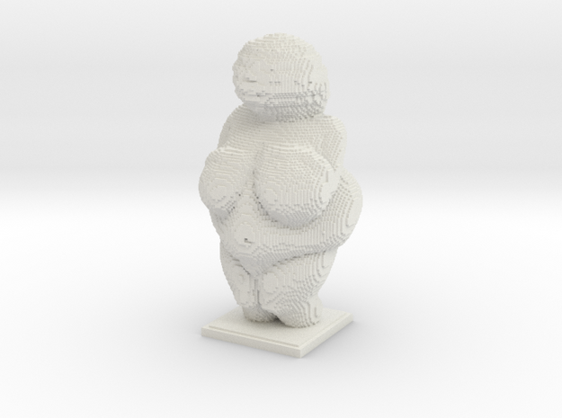 Venus of Willendorf voxelized in White Natural Versatile Plastic