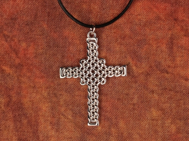 Celtic Knot Cross Pendant in Polished Silver: Small