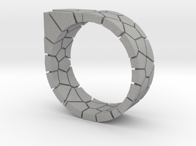 Generative Voronoi Ring 01 in Aluminum