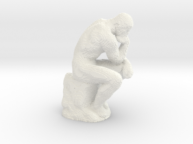 The Thinker voxelized in White Processed Versatile Plastic
