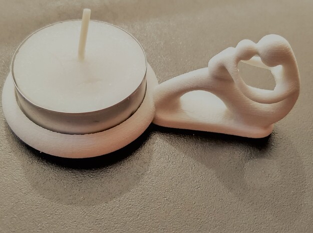 Mother and child candle holder in White Natural Versatile Plastic