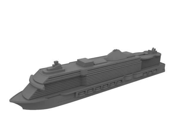 1:1250 MSC Seaside Cruise Ship - Miniature Ship in White Natural Versatile Plastic: 1:1250