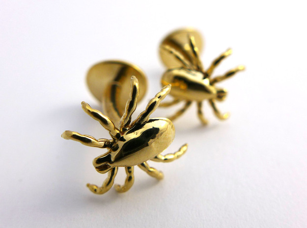 Tick Cufflinks - Nature Jewelry in Polished Brass