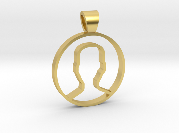 User face [pendant] in Polished Brass