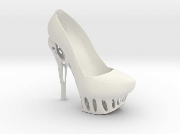 Right Biomimicry High Heel in White Natural Versatile Plastic