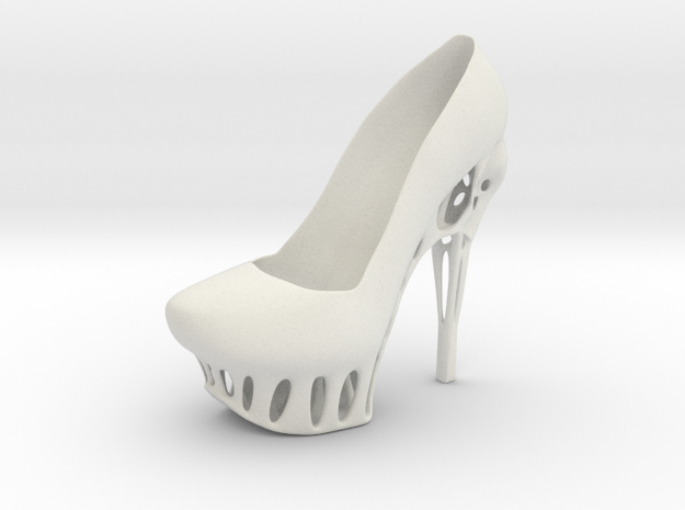 Left Biomimicry High Heel in White Natural Versatile Plastic
