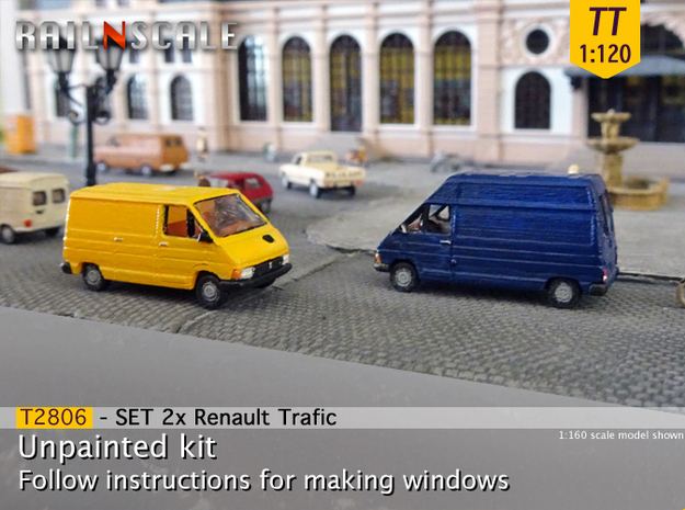SET 2x Renault Trafic (TT 1:120) in Tan Fine Detail Plastic