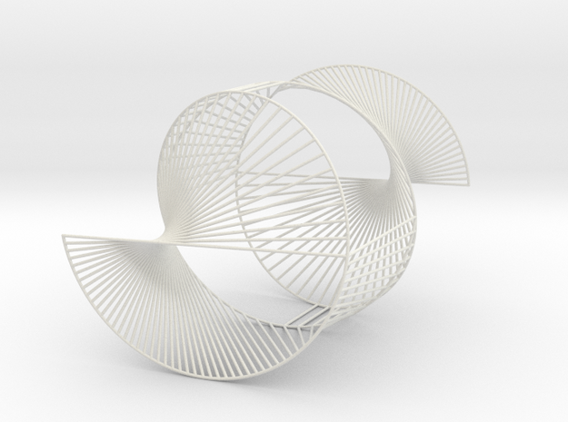 Half Inverted Cardioid Geometric 3D String Art V1 in White Natural Versatile Plastic