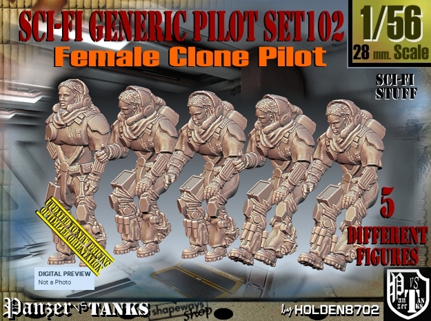 1/56 Sci-Fi Generic Female Pilot Set102 in Tan Fine Detail Plastic